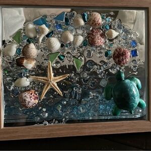 Coastal Seashell and Turtle Art Decor